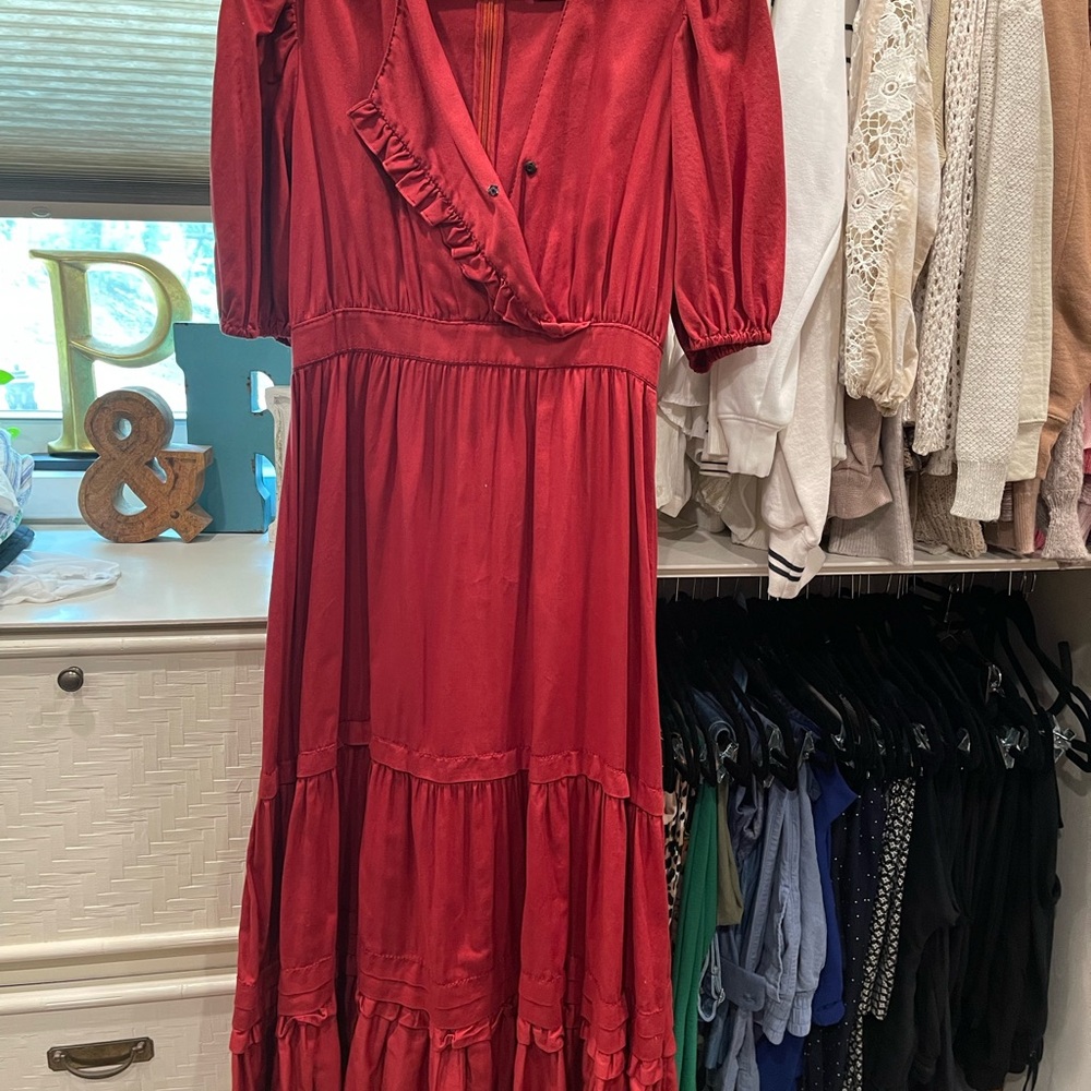Sachin + Babi Red Ruffled Wrap Dress